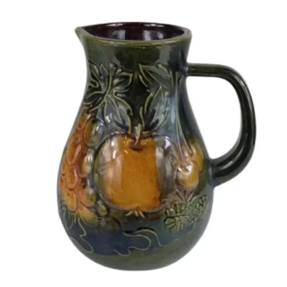 Vintage Scheurich Keramik West Germany Stoneware Juice Jug Apple Cherry Grape - Picture 1 of 12